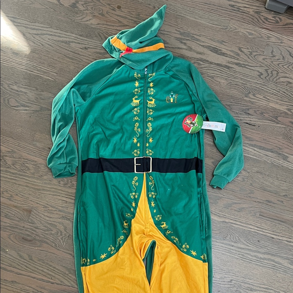 Green and Yellow Elf Jammy Costume Size XL